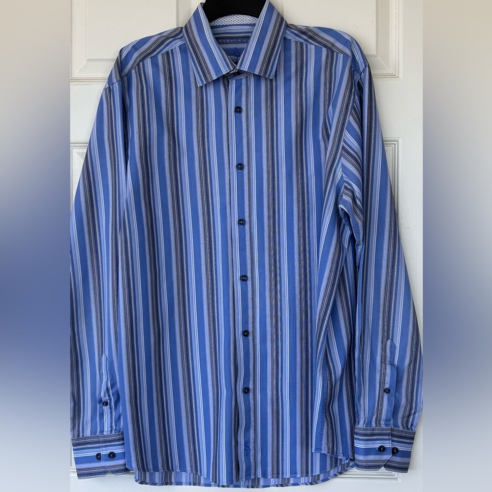 Tailorbyrd‎ Brand Men’s Button Down Shirt Vertical Stripes